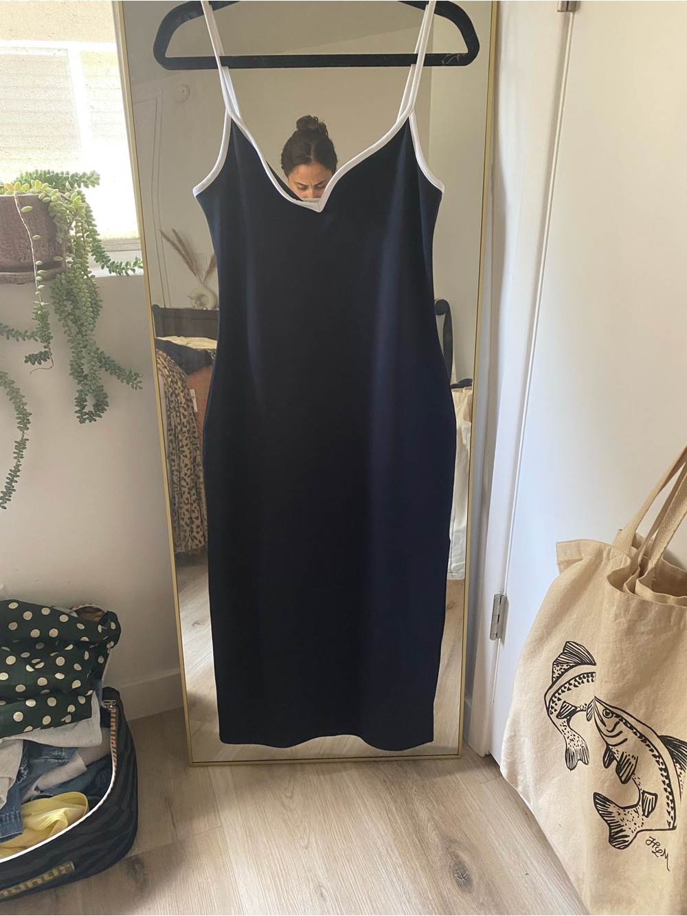 Abercrombie Women’s Black Slip Dress with White Trim